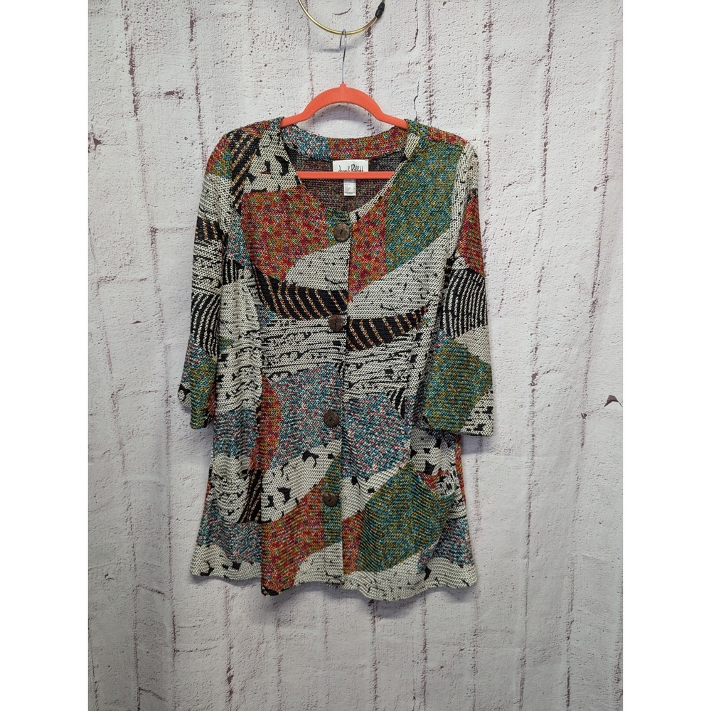 Joseph Ribkoff Knit Multicolor 3/4 Sleeve Pocket Button Cardigan Sweater Size 8‎